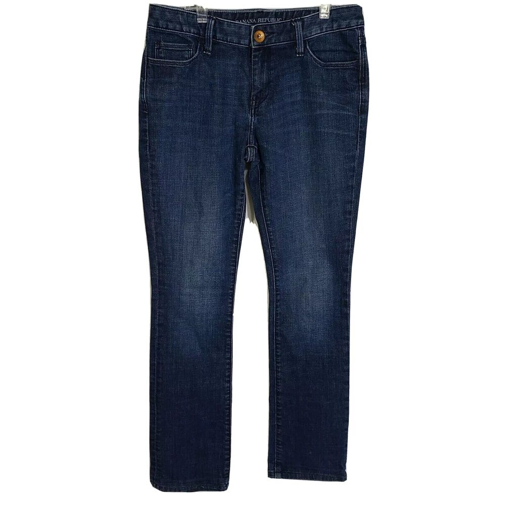 Banana Republic Womens Jeans Size 27R Straight Leg Skinny Fit Indigo Blue Denim